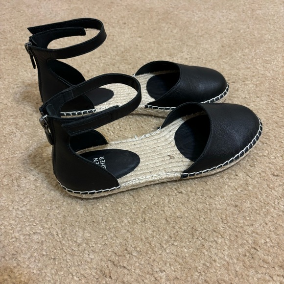 Eileen Fisher Lala Leather Espadrille Flat Black 7 - Picture 2 of 6